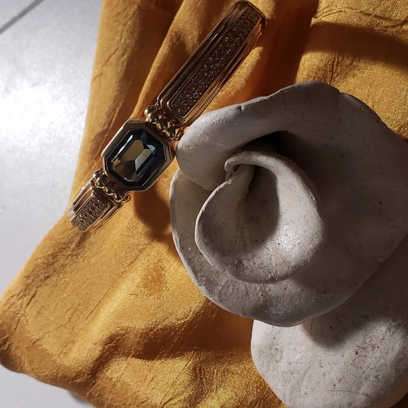 Swarovski Blue Crystal Gold-Plated Bangle Bracelet - Picture 7 of 11